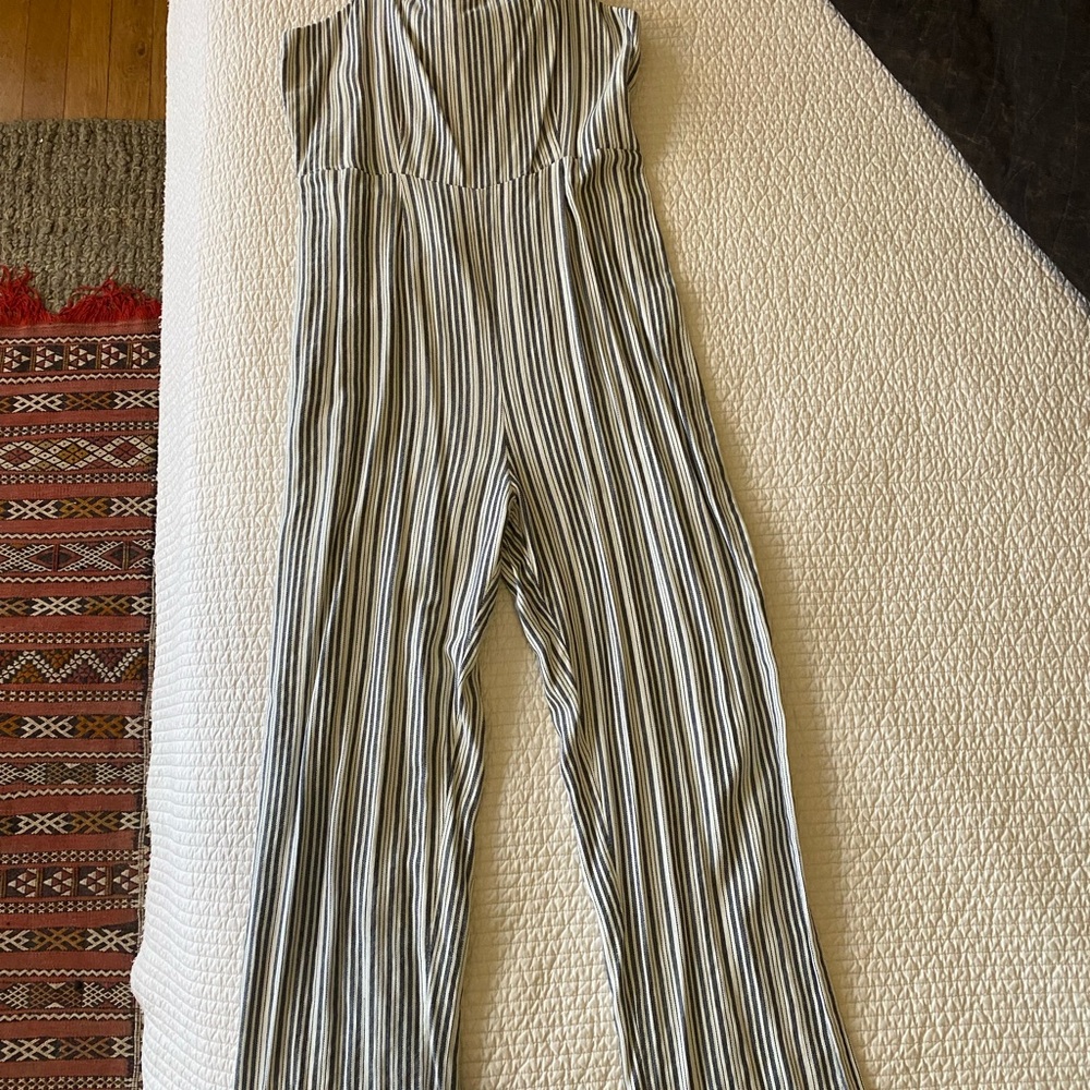 Amuse Society Monochrome Striped Jumpsuit
